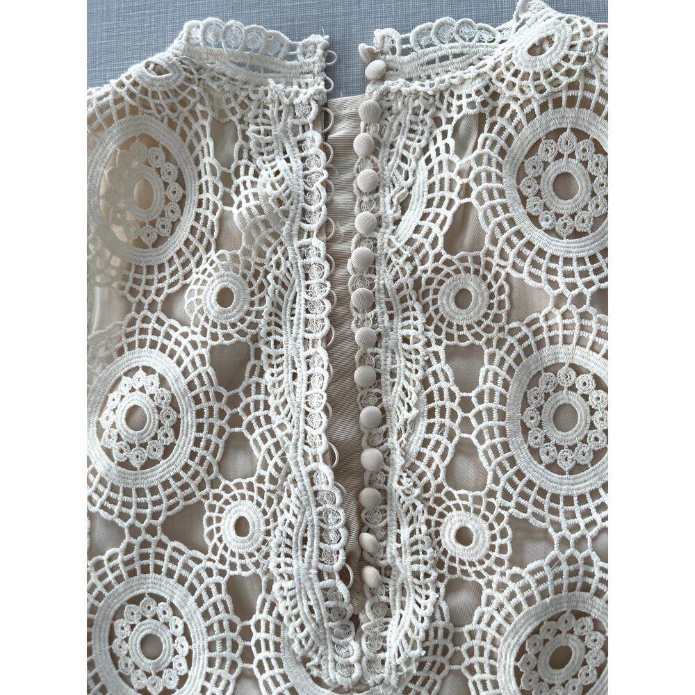 Free People Sz 10 Selma Lace Crochet Shift Dress Mini Boho Festival Prairie - Picture 10 of 16